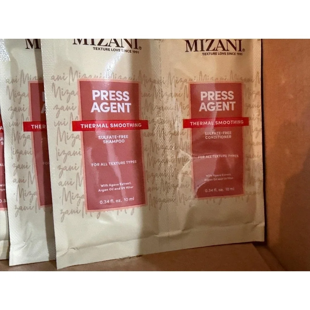 Mizani Press Agent Thermal Smoothing Shampoo Conditioner Samples travel‎
